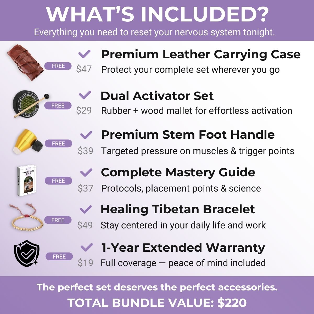 3-teiliges Solfeggio-Stimmgabel-Set: 174, 432 und 528 Hz Heilfrequenzen