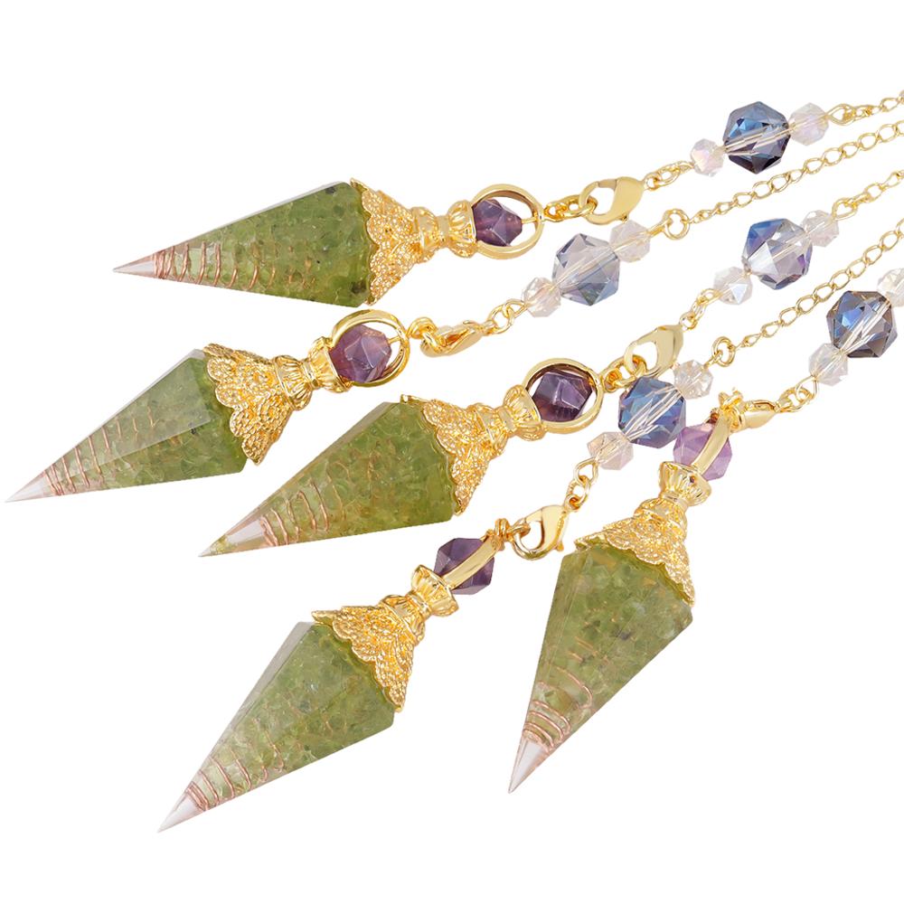 Amethyst Peridot Orgone Crystal Pendulum