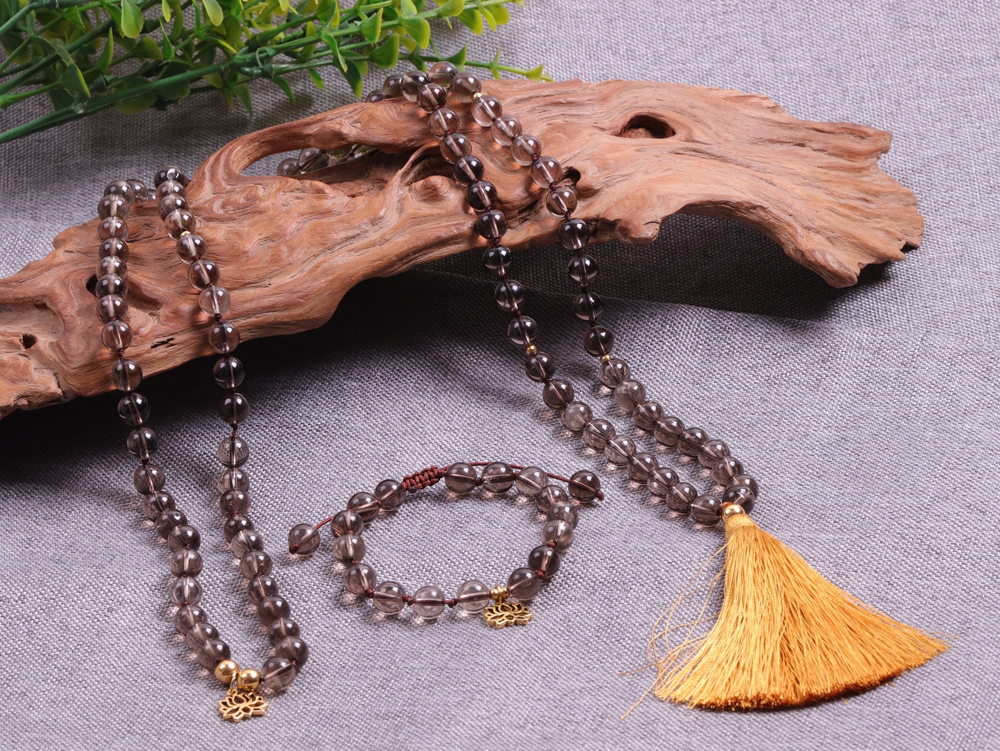 Smoky Quartz Mala & Bracelet Cleansing Set