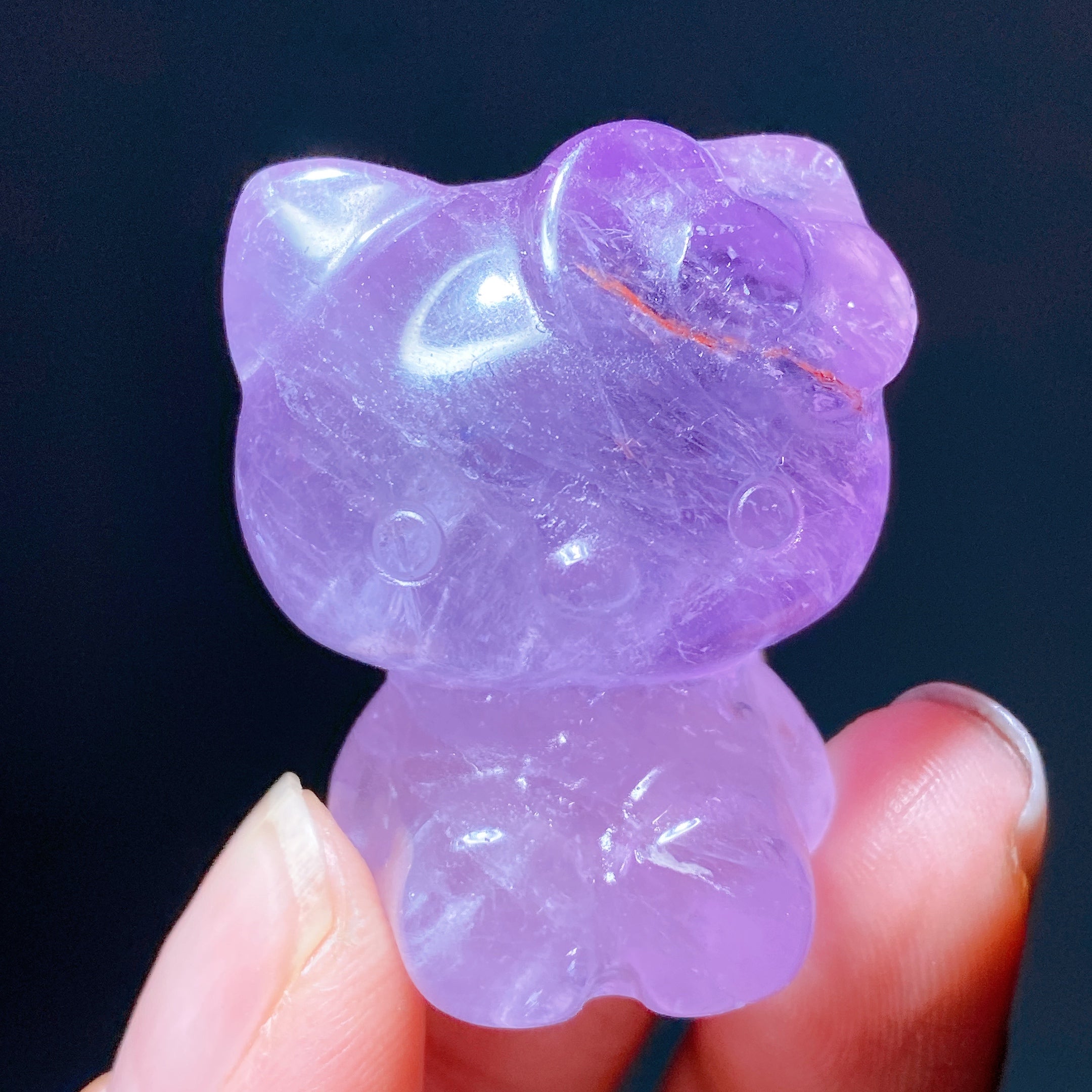 1.5 Inch Amethyst Crystal Hello Kitty Cat Carving