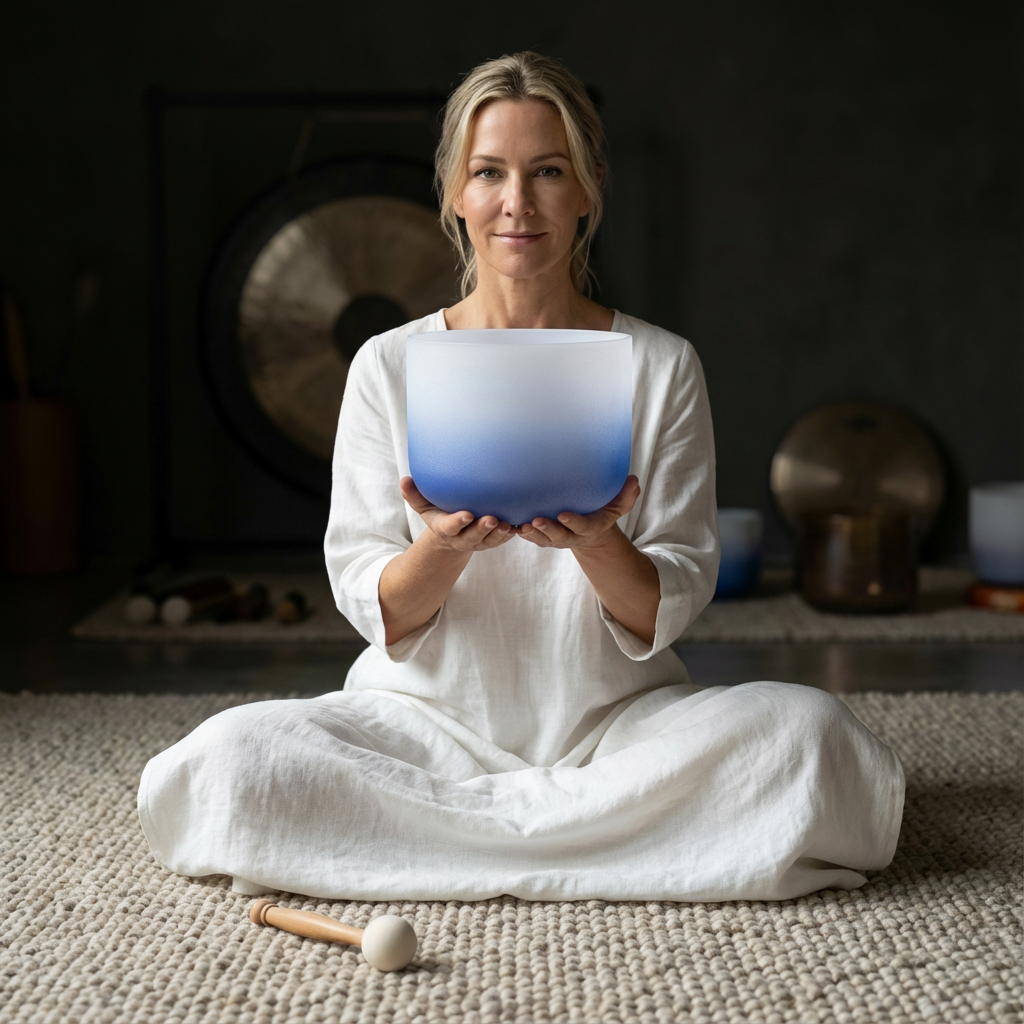 Indigo Aria Farbverlauf A Note Kristall Klangschale