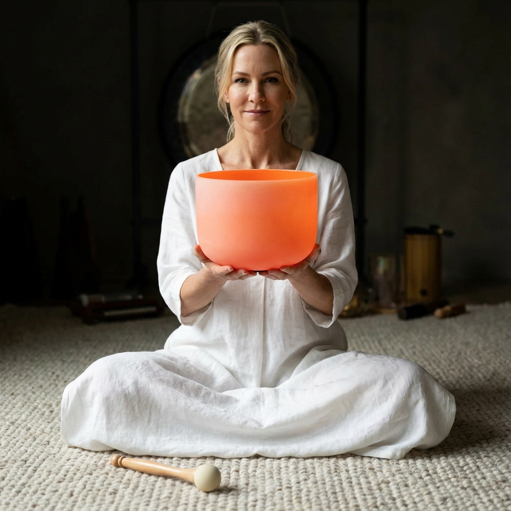 Orange D Note Nabelchakra Kristallklangschale