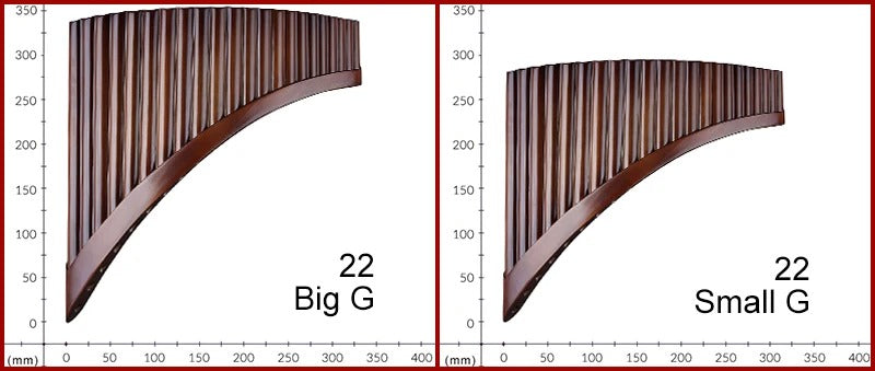 Handgefertigte Bambus-Panflöte – 22 Pfeifen, Tonart G/C