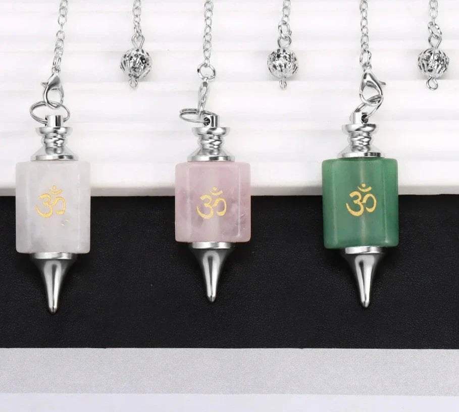 Healing Crystal Pendulum with Silver Chain