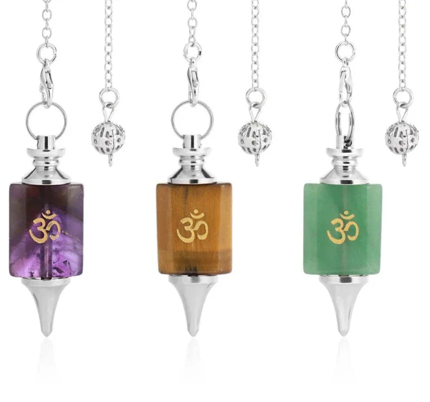 Healing Crystal Pendulum with Silver Chain