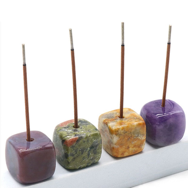 Square Natural Quartz Stone Incense Holder