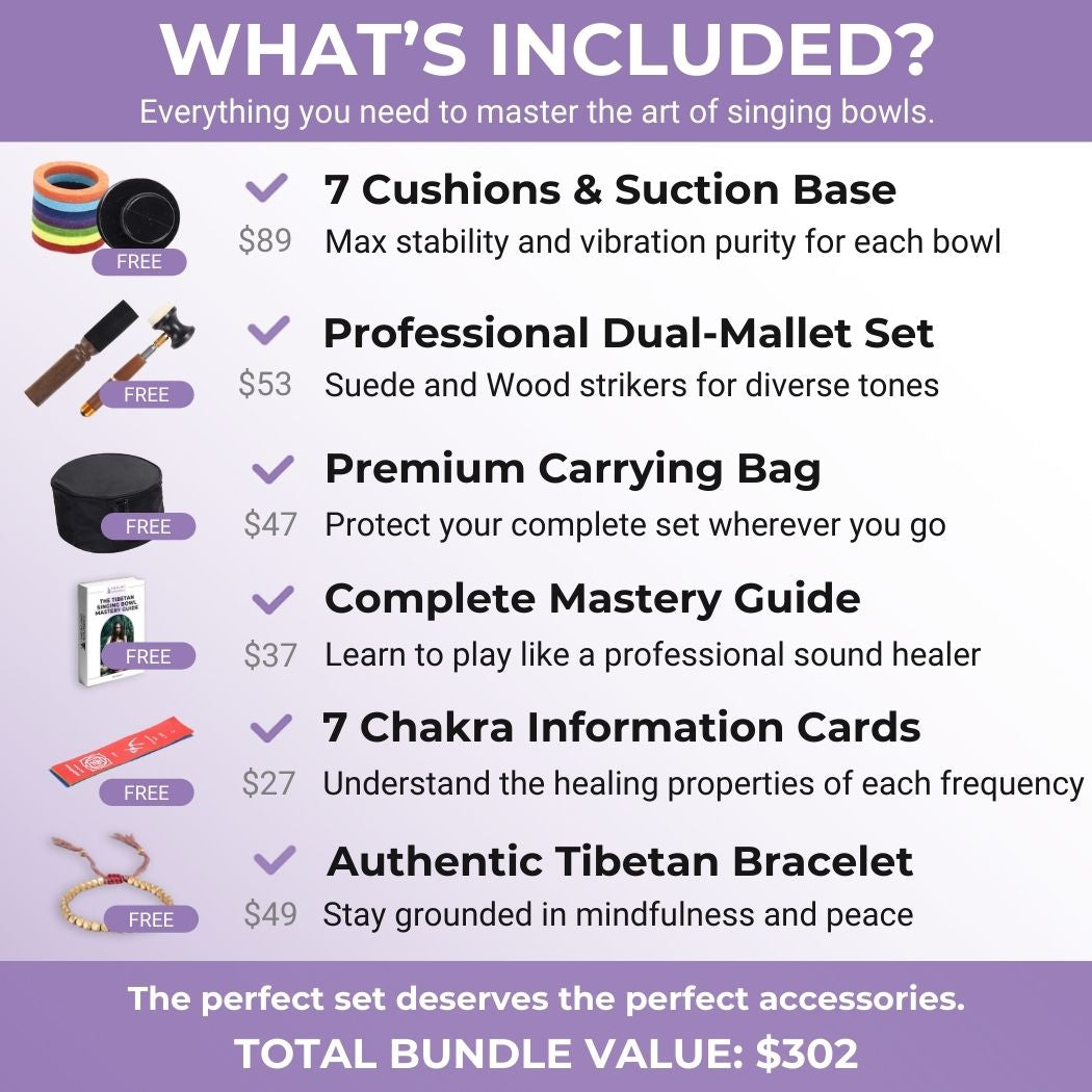 Solfeggio Chakra Tibetan Singing Bowl Set - 7 Pieces