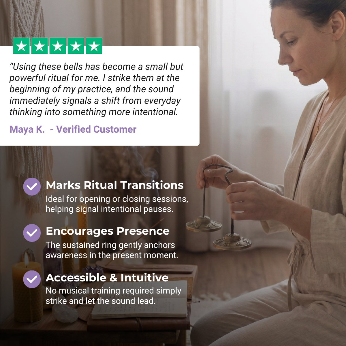 Kupferne tibetische Tingsha-Glocke für Glück und Meditation