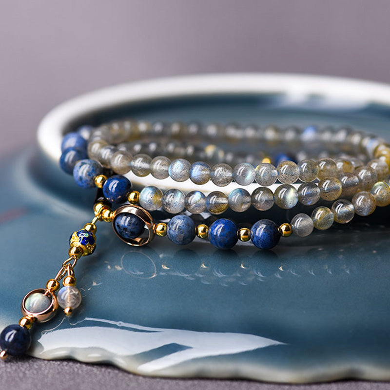 Moonstone Lazurite Calm Healing Bracelet for Positive Energy