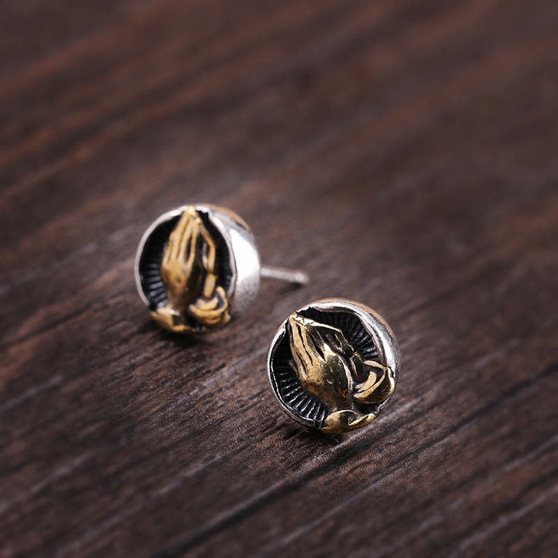 925 Sterling Silver Namaste Spiritual Stud Earrings for Equality & Protection