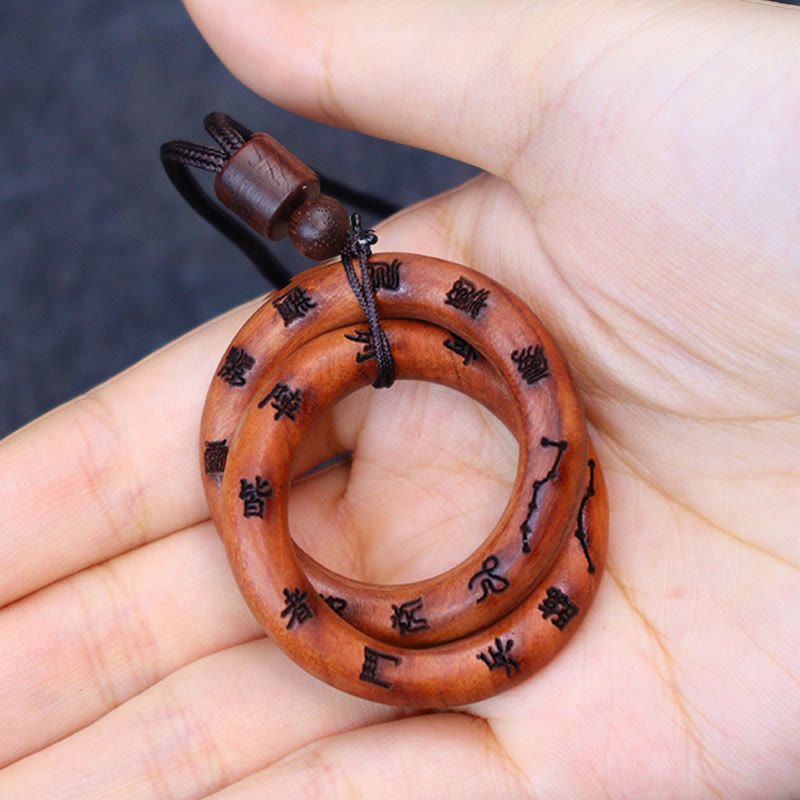 Lightning Struck Jujube Wood Yin Yang Necklace Pendant