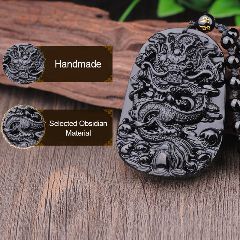 Black Obsidian Dragon Pendant Necklace for Fulfilment