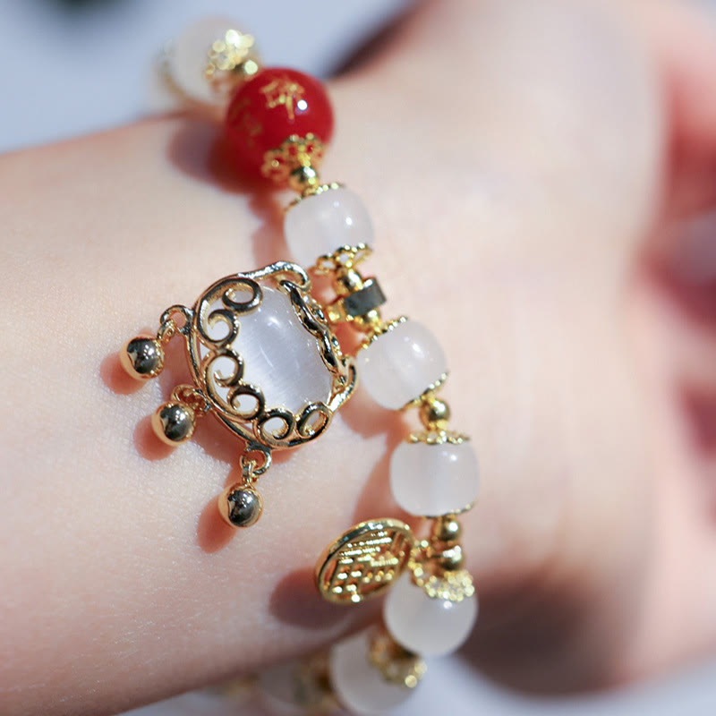 Red Agate Fu Character Blessing Bracelet for Protection