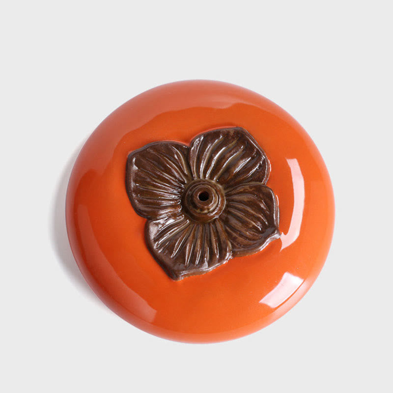 Keramik-Weihrauchbrenner mit Persimmon-Motiv zur Meditationsheilung