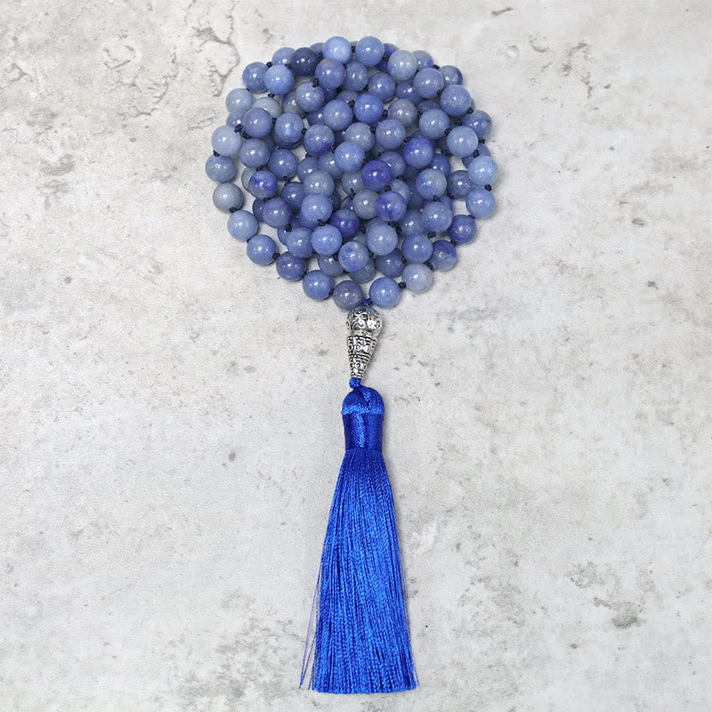 108 Beads Blue Aventurine Mala Necklace for Meditation