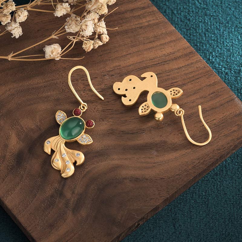 Feng Shui Jade Koi Fortune Earrings for Prosperity & Luck
