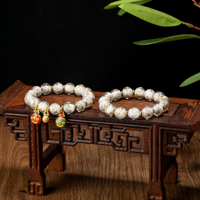 Gold Swallowing Beast Luminous Liuli Glass 12mm Bracelet