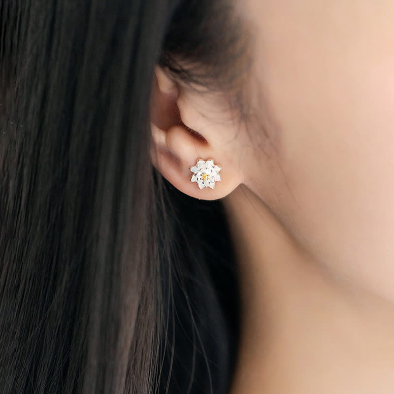 Sterling Silver Lotus Earrings for Balance & Enlightenment