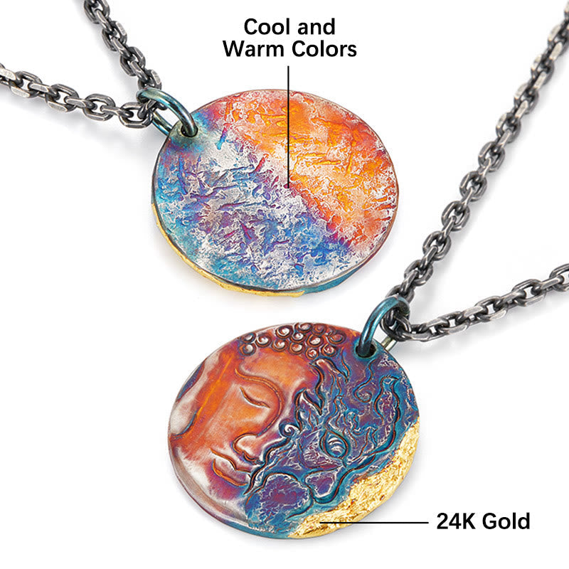 999 Sterling Silver Half Demon Half Buddha Compassion Necklace