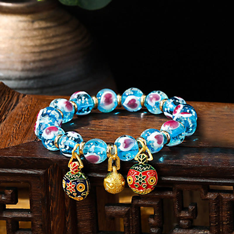 Pink Liuli Glass Spiritual Bracelet for Love & Luck