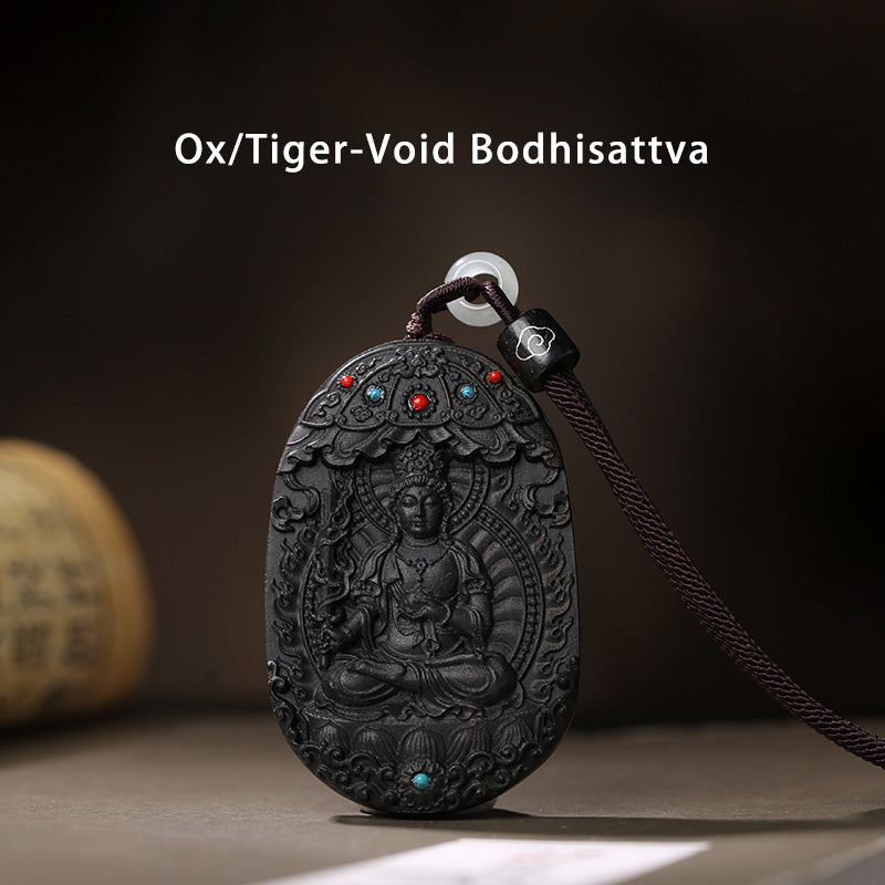 Chinesische Sternzeichen-Adlerholz-Halskette mit Om Mani Padme Hum-Anhänger