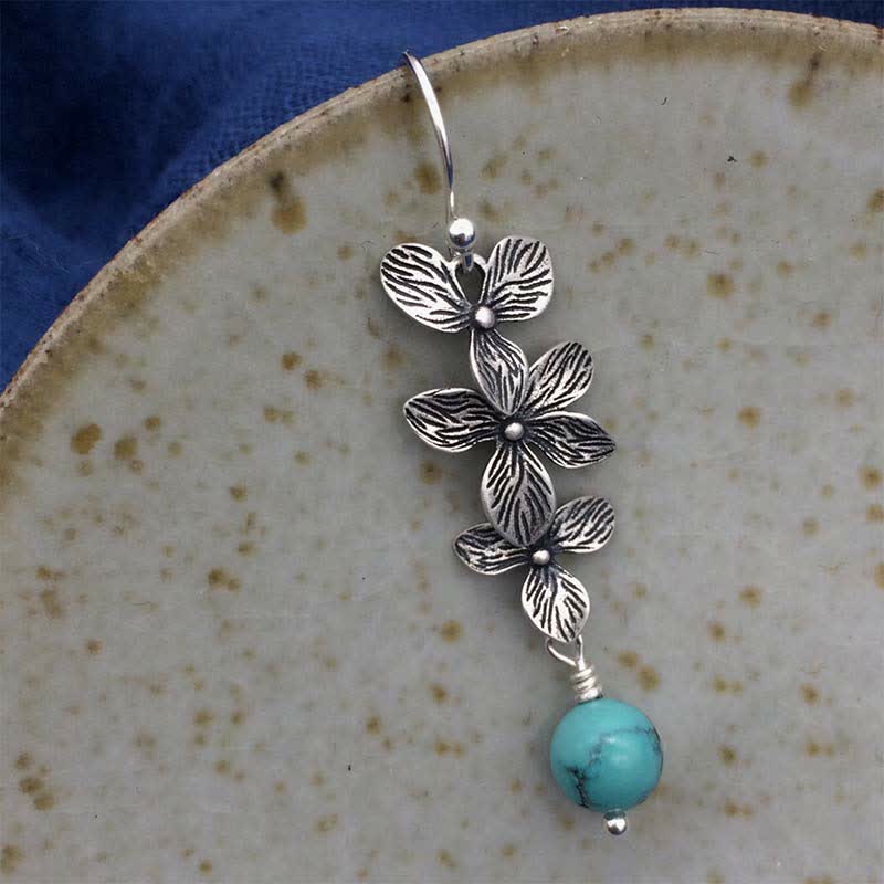 925 Sterling Silver Turquoise Lazurite Serenity Protection Earrings