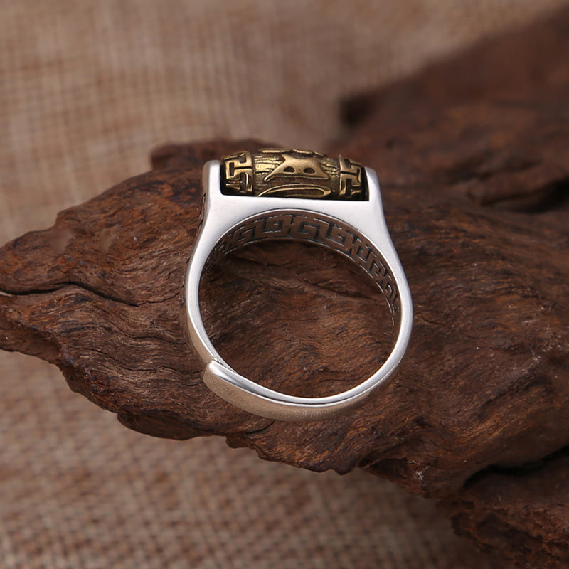 Adjustable Copper Om Mani Padme Hum Purity Rotatable Ring