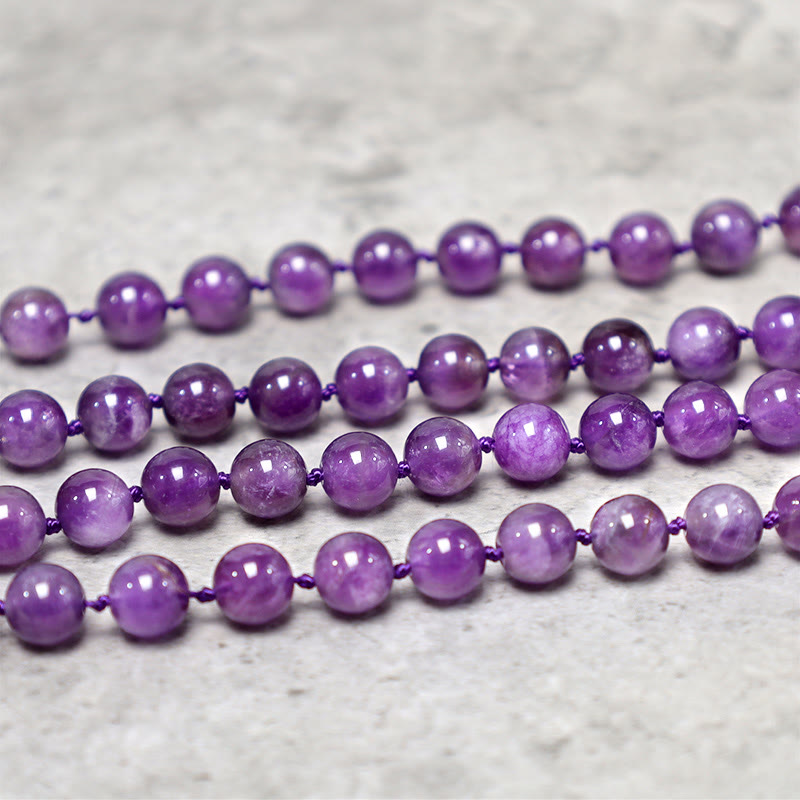 8mm Amethyst Meditation Mala Necklace 108 Beads