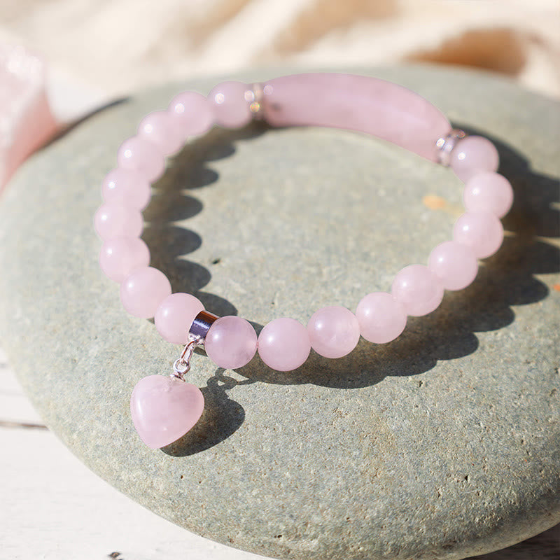 Natural Quartz Love Heart Healing Beads Bracelet 8mm