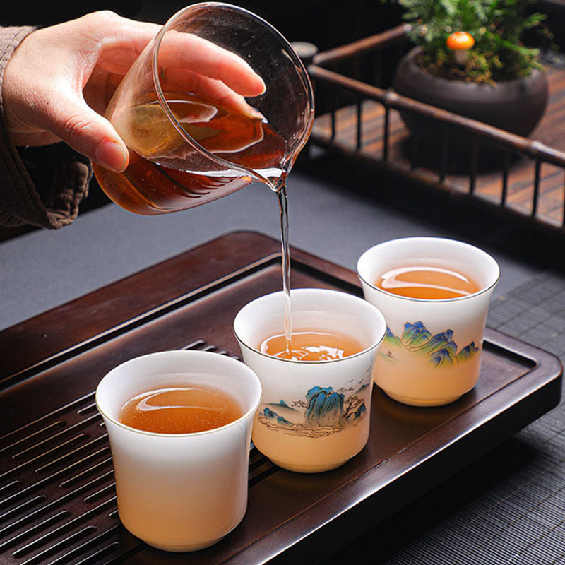 120 ml Keramik-Teetasse | Berge, Flüsse, Bäume, Eleganz
