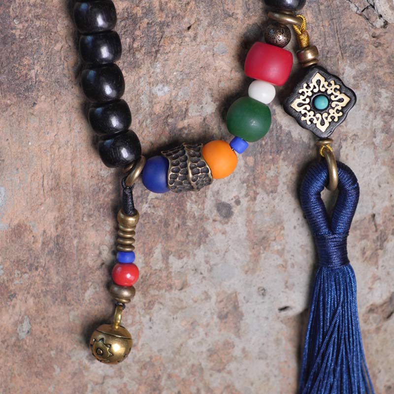108 Beads Ebony Wood Balance Mala Bracelet for Meditation