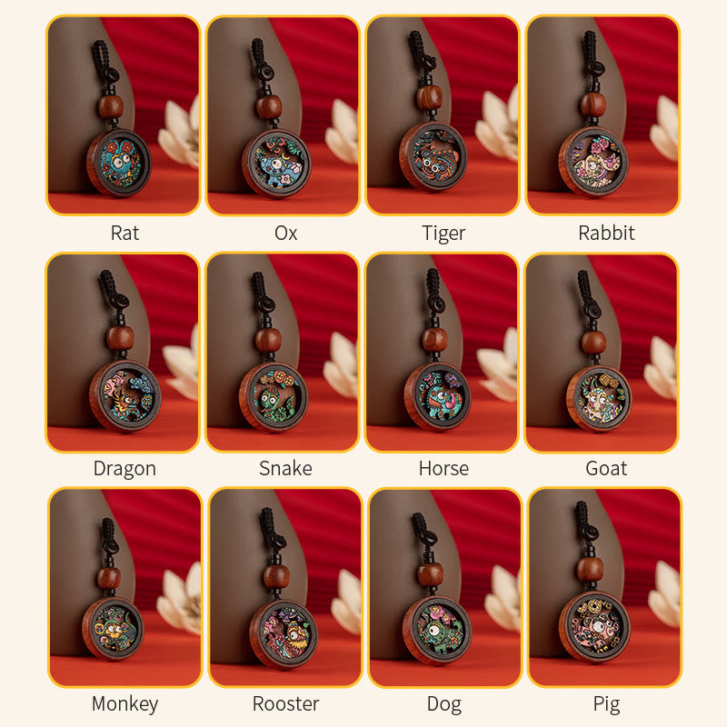 Year Of The Dragon Rosewood Zodiac Key Chain