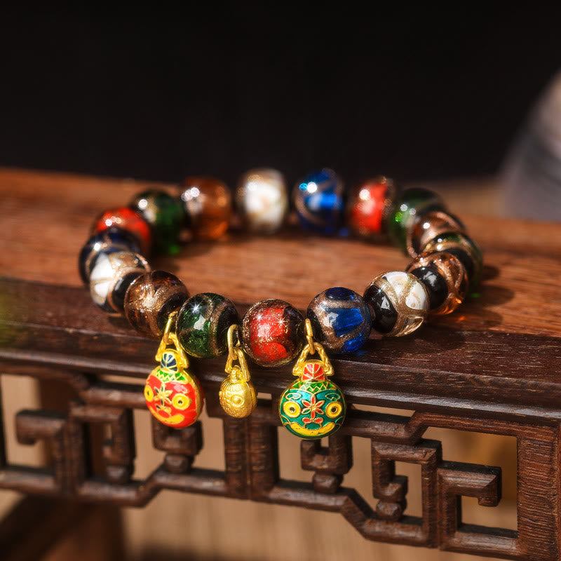 Liuli Glass Bead Family Charm Bracelet 10mm - Spiritual Luck Bracelet