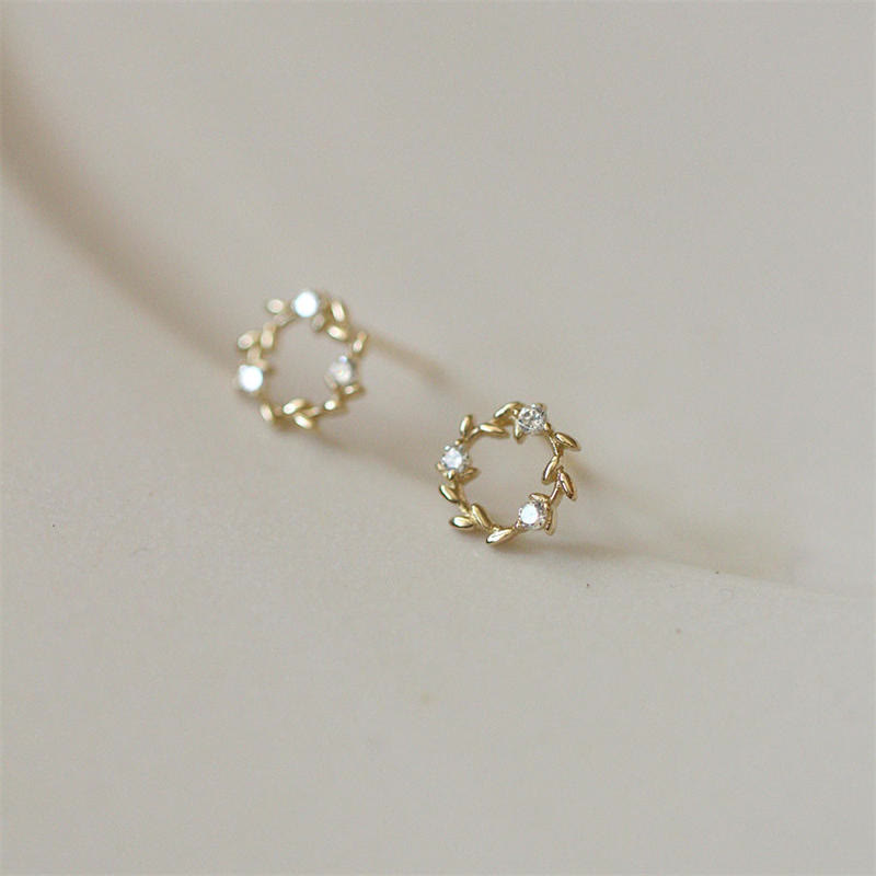 925 Sterling Silver Spiritual Earrings Tiny Wreath Blessing Flower