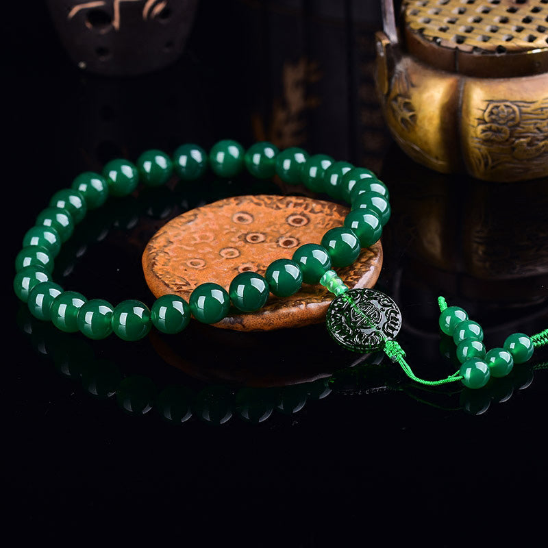 12mm Green Agate Mala Bracelet for Manifestation & Success