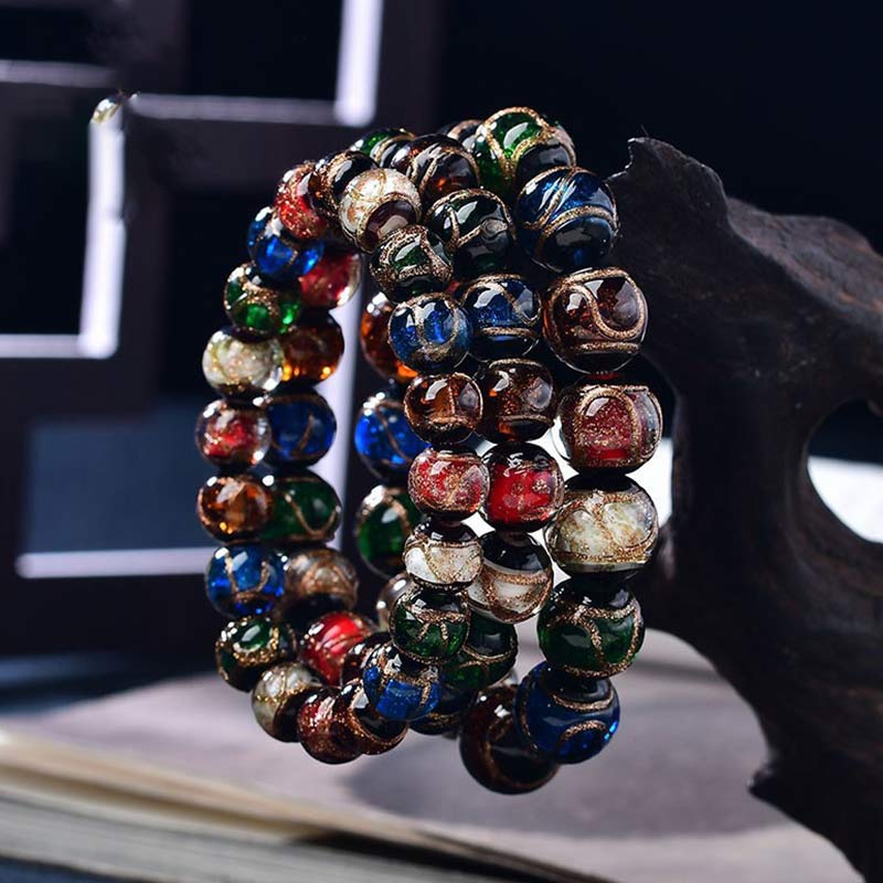 Liuli Glass Bead Spiritual Bracelet for Luck and Protection