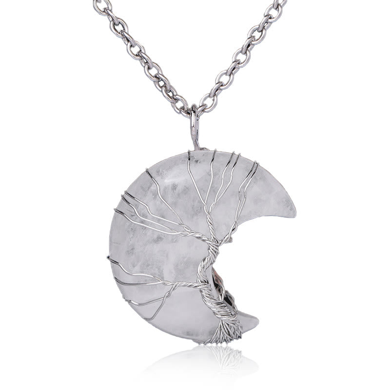 Natural Quartz Tree of Life Necklace for Healing & Balance