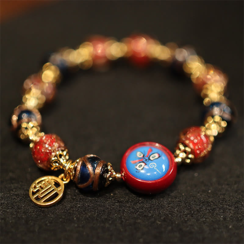 Tibetan Gold Swallowing Beast Fortune Bead Bracelet 10mm