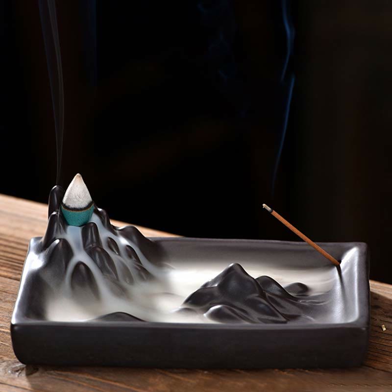 Ceramic Mountains Flowing Water Backflow Incense Burner