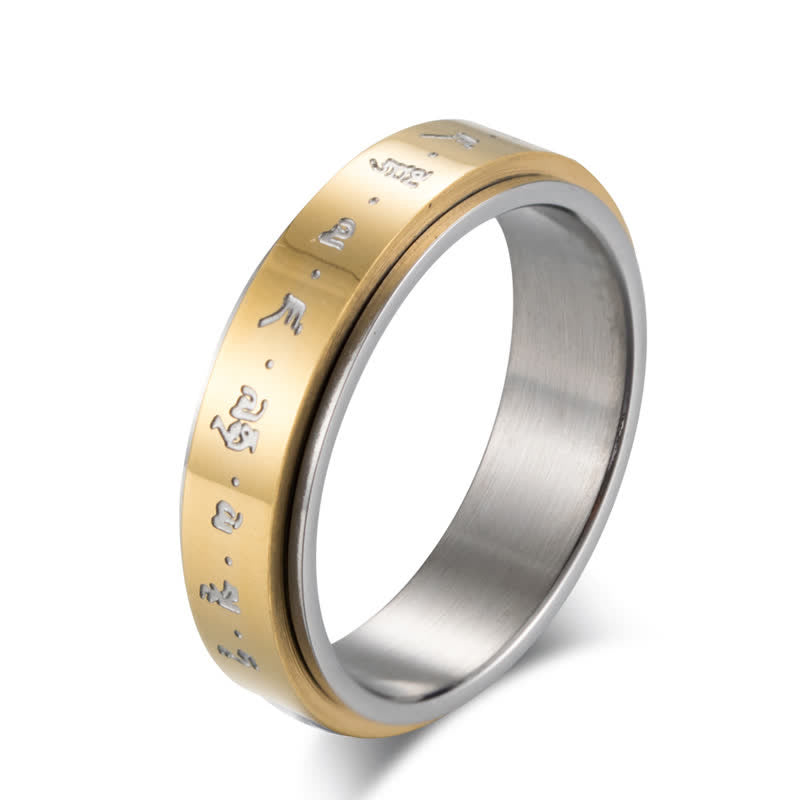 Titanium Steel Mantra Balance Rotatable Spiritual Ring