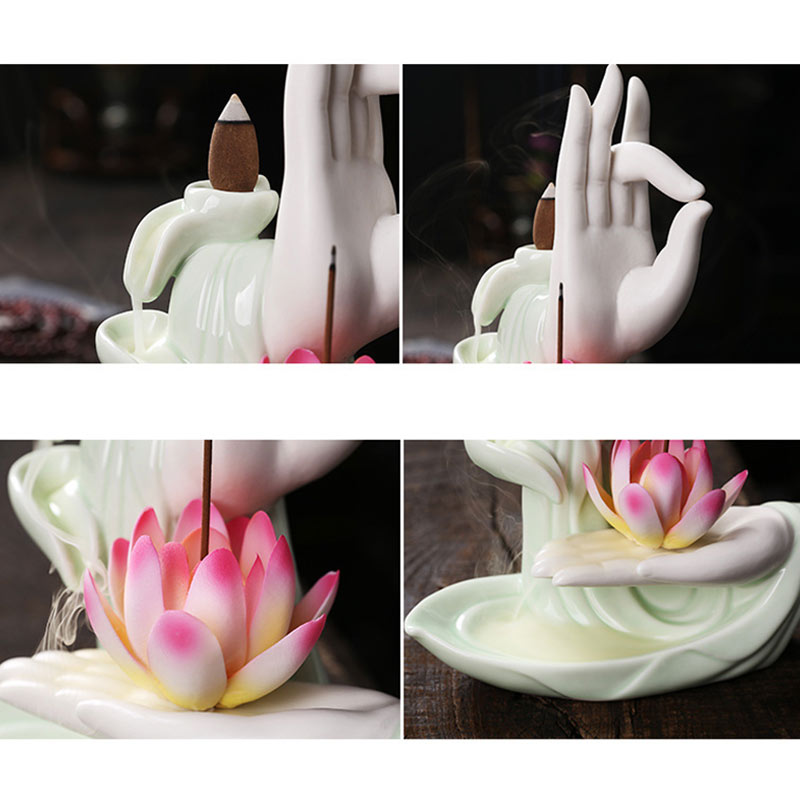 Handcrafted Purple Clay Lotus Ceramic Incense Burner
