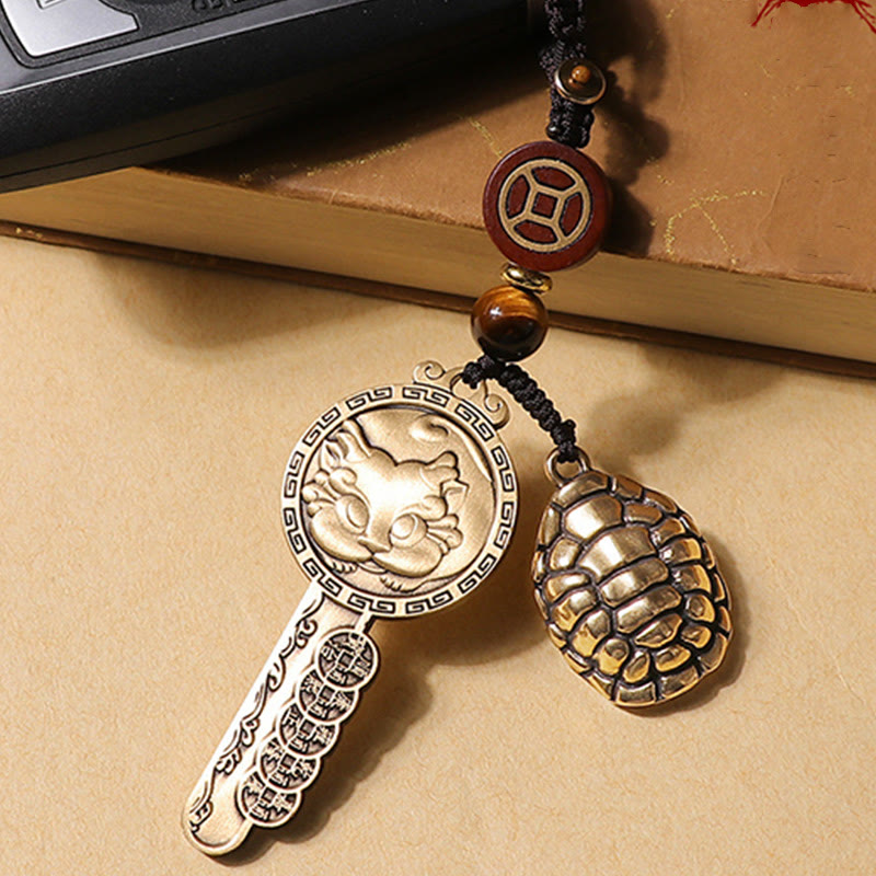 Pixiu Copper Coin Yin Yang Bagua Handmade Key Chain