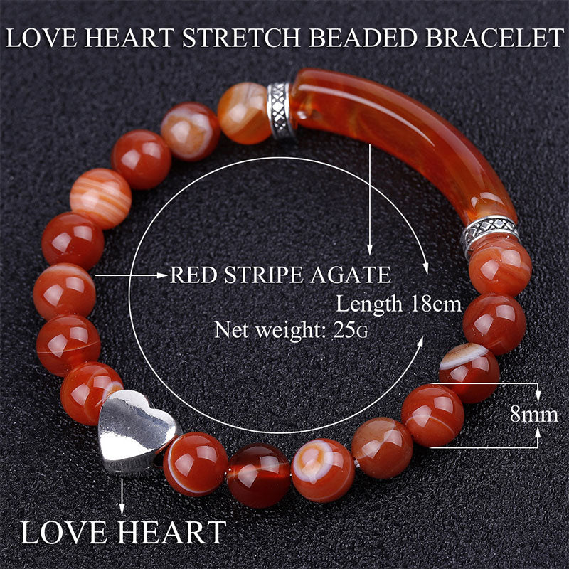 8mm Green Aventurine Heart Bracelet for Luck & Balance