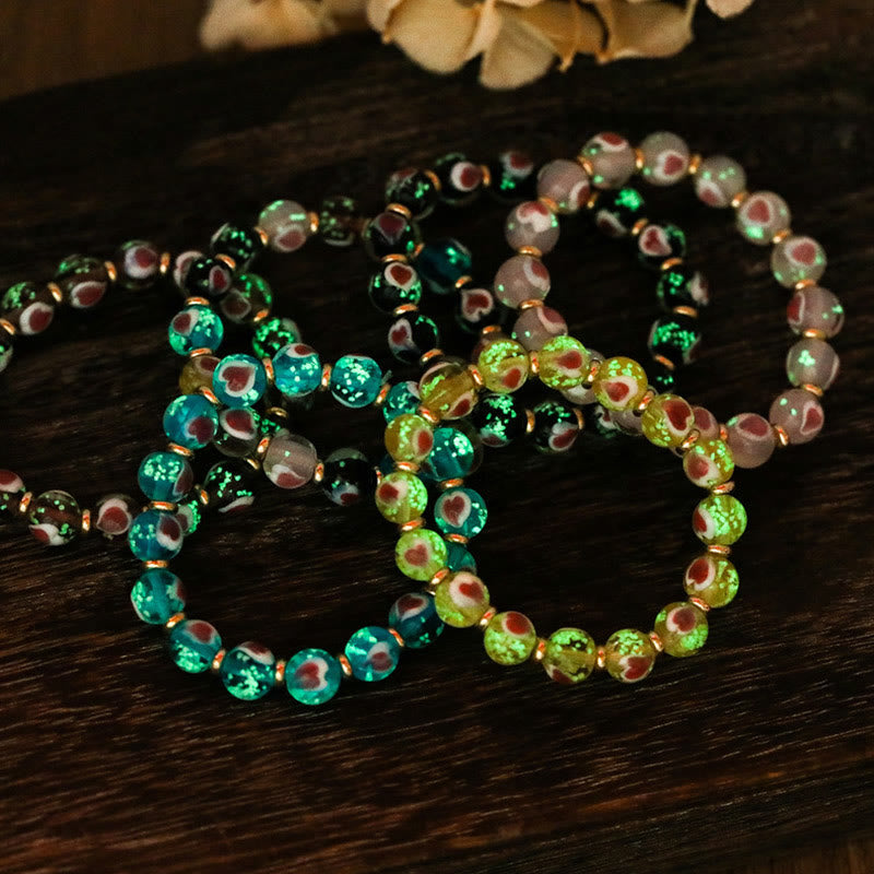 Pink Liuli Glass Spiritual Bracelet for Love & Luck
