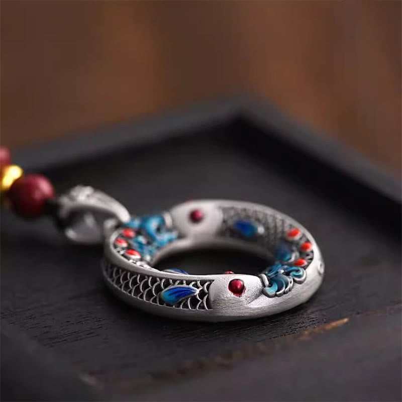 Copper Koi Fish Necklace Peace Buckle for Wealth & Luck