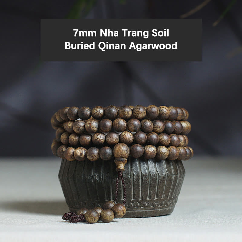 108 Mala Beads Agarwood Bracelet for Balance & Strength