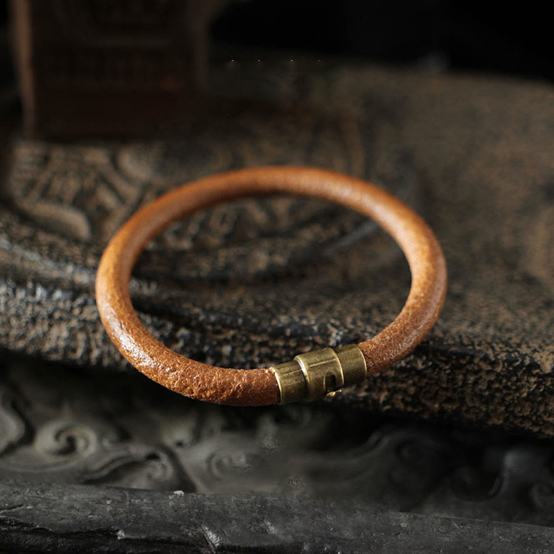 Retro Copper Leather Spiritual Bracelet for Luck & Healing