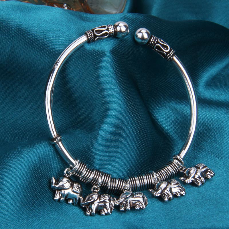 925 Sterling Silver Elephant Strength Bracelet | Wisdom Symbol