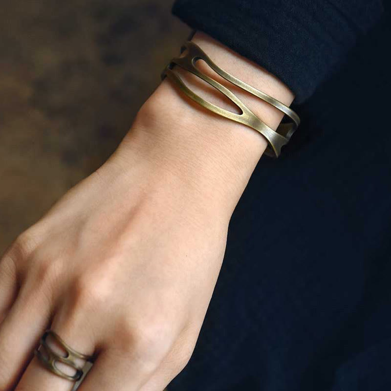 Copper Brass Spiritual Wealth Cuff Bracelet Adjustable Unisex