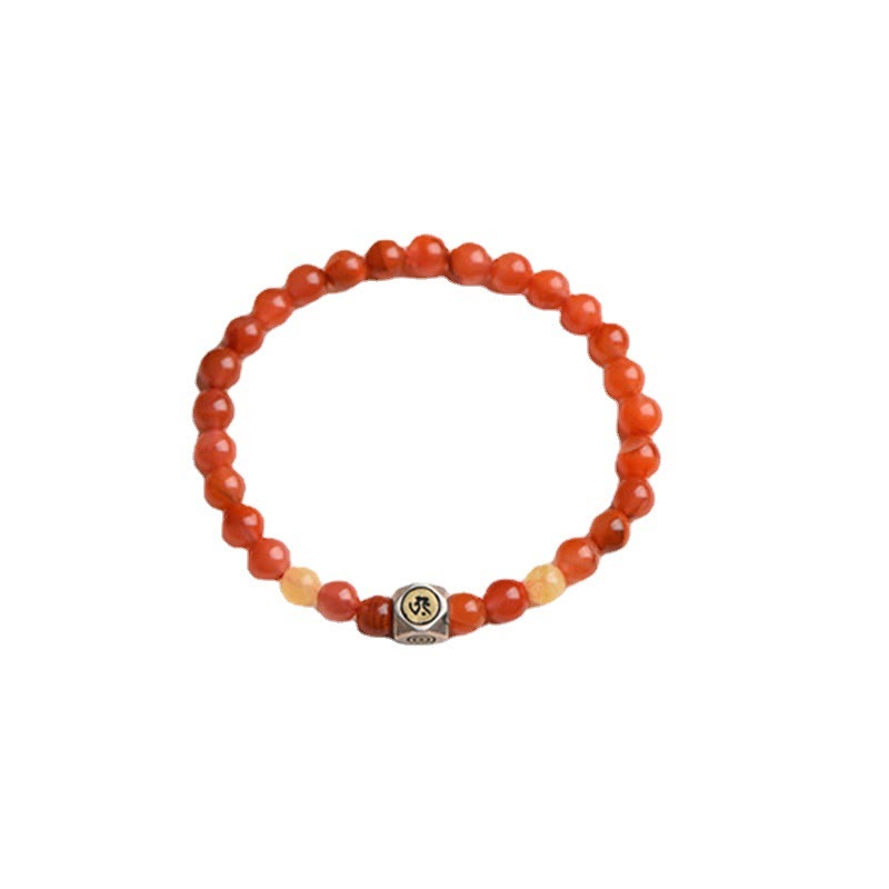 6mm Chinese Zodiac Self-acceptance Bracelet with Red Agate